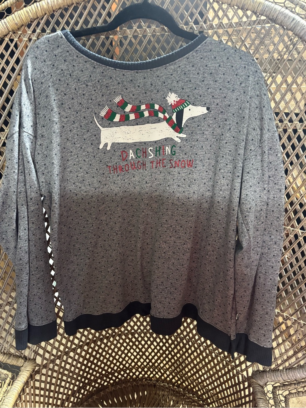 Secret Treasures Grey Long-Sleeve 'Dachshing Through The Snow' Top